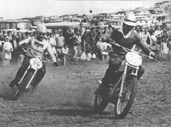 Don Rickman (Metisse) leads number 14, Paul Fredrichs (CZ) at Farleigh Castle 1966