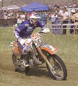 St�phane Peterhansel riding his Yamaha for France in ISDE 1988